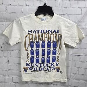 Vintage Kentucky Wildcats Shirt Kids Small National Champions Basketball 96' T2